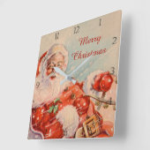 サンタススレーライドヴィンテージクリスマスクロック スクエア壁時計 (傾斜)