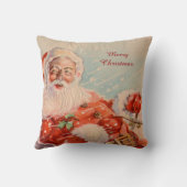 サンタススレーライドヴィンテージクリスマスピロー クッション (裏面)