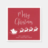 サンタススレーレッドクリスマスパーティー スタンダードカクテルナプキン (正面)