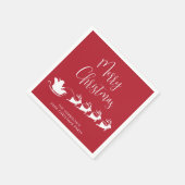 サンタススレーレッドクリスマスパーティー スタンダードカクテルナプキン (角)