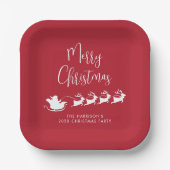 サンタススレーレッドクリスマスパーティー ペーパープレート (正面)