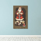 サンタスタッフィングストッキング(くるみ割り付き) キャンバスプリント (インサイチュ (ウッドフロア))