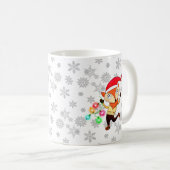 サンタスタッフメンバー踊りキツネクリスマスカスタム コーヒーマグカップ (正面右)
