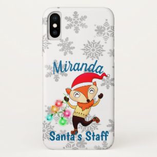 サンタスタッフメンバー踊りキツネクリスマスカスタム iPhone X ケース
