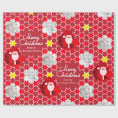 サンタスターパターン赤いクリスマス家族の写真 ラッピングペーパー (フラット)