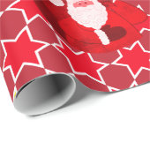 サンタスターパターン赤いクリスマス家族の写真 ラッピングペーパー (ロールコーナー)