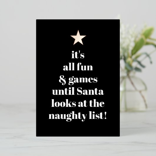 サンタスターモダンツリーフォントユおもしろいーモア引用文 箔シーズンカード (立ち正面)