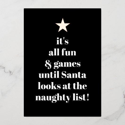 サンタスター モダンツリーフォント ユーモア クォート 箔シーズンカード (正面)