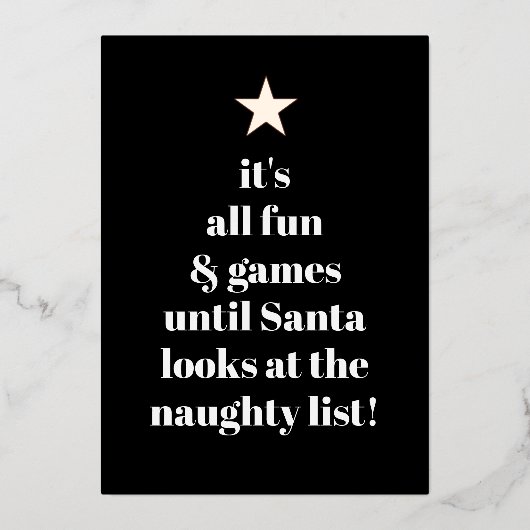 サンタスター モダンツリー フォント ユーモア コメント 箔シーズンカード (正面)