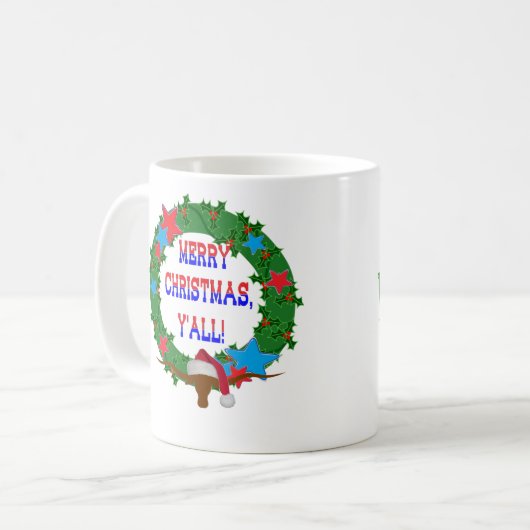 サンタステア – メリークリスマスY'all コーヒーマグカップ (正面左)