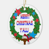 サンタステア – メリークリスマスY'all セラミックオーナメント (左)