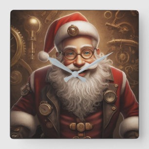 サンタスティームパンクのクリスマス スクエア壁時計