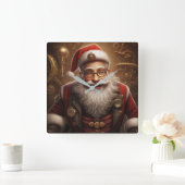 サンタスティームパンクのクリスマス スクエア壁時計 (ホーム)