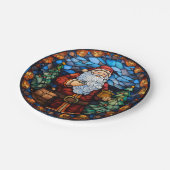 サンタステンドグラススタイルクリスマス紙プレート ペーパープレート (アングル)