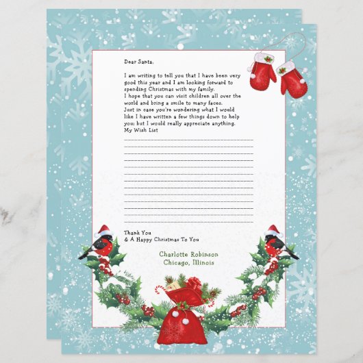 サンタステーショナリーパーソナライズされたへの手紙 (正面/裏面)