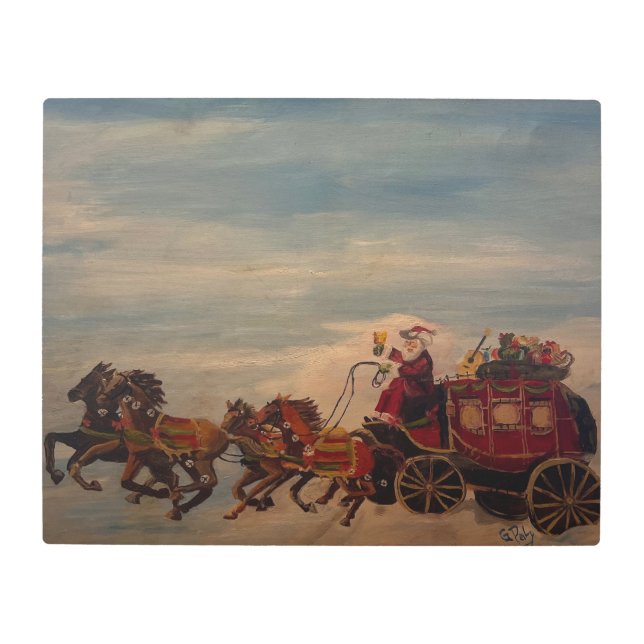 サンタステージコーチ、オリジナルバイゲイリーポーリング メタルプリント (正面)