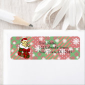 サンタストッキングイエローラブラドール子犬マンガ ラベル (インサイチュ)