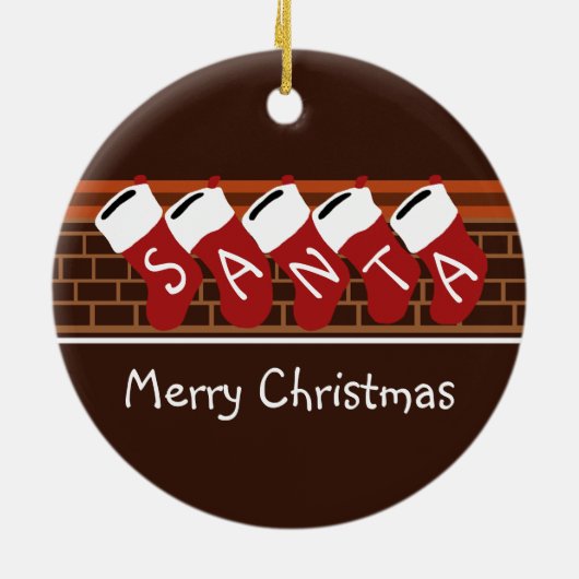 サンタストッキングクリスマスツリークリスマスオーナメント セラミックオーナメント (裏面)