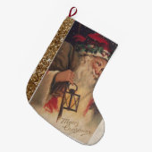 サンタストッキングヴィンテージ ラージクリスマスストッキング (正面 (吊り時))