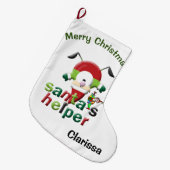 サンタストッキング小妖精や小人 ラージクリスマスストッキング (正面 (吊り時))