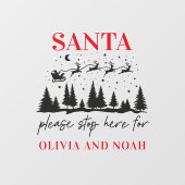 サンタストップここパーソナライズされたのクリスマスモダン ウィンドウサイン (シート)