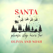 サンタストップここパーソナライズされたのクリスマスモダン ウィンドウサイン (シート3)