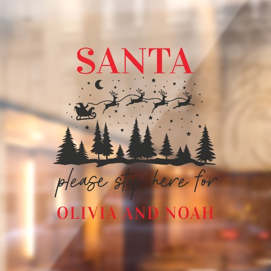 サンタストップここパーソナライズされたのクリスマスモダン ウィンドウサイン (シート2)