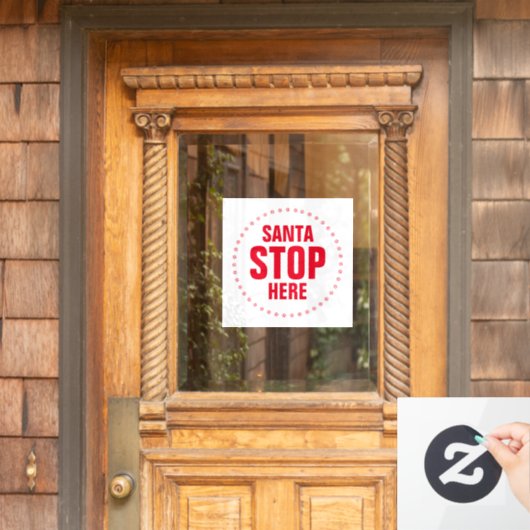 サンタストップこ赤と白こキュイおもしろい ウィンドウサイン (ホームデコレーション)