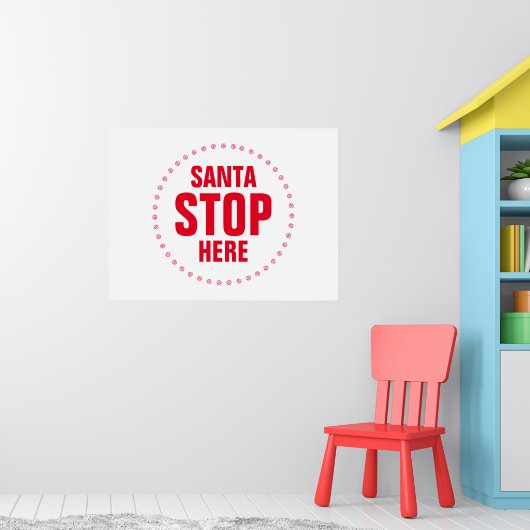 サンタストップこ赤と白こキュイおもしろい ポスター (子ども部屋1)