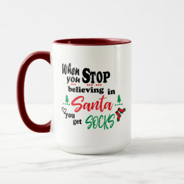 サンタストップに行くとソックスのおもしろいが出る マグカップ