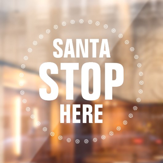 サンタストップヒアホワイトカワイイおもしろい ウィンドウサイン (シート2)