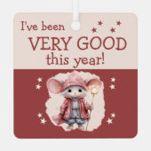 サンタストップーここ名前かわいいマウスピンク メタルオーナメント (裏面)