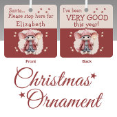 サンタストップーここ名前かわいいマウスピンク メタルオーナメント