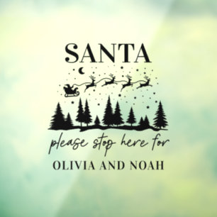 サンタストップーこパーソナライズされたこのクリスマスモダン風 ウィンドウサイン