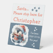 サンタストップーに可愛いペンギンgrayという名前を付ける 台座サイン (正面)