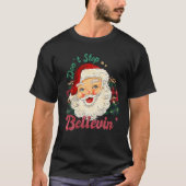 サンタストップ信じクリスマスヴィンテージレトロ Tシャツ (正面)
