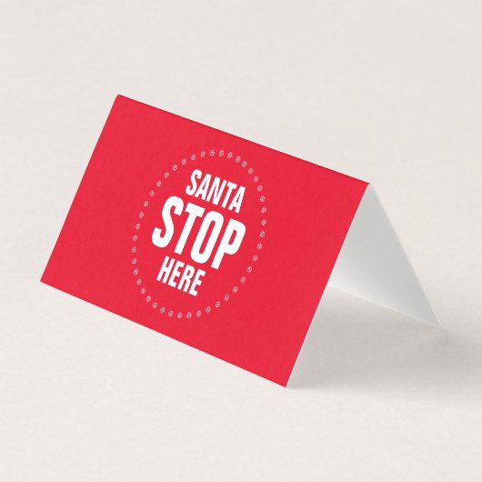 サンタストップHere赤い白いキュートおもしろいサイン (正面)