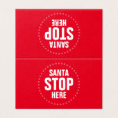 サンタストップHere赤い白いキュートおもしろいサイン (外部フラット)