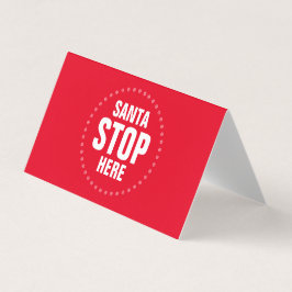 サンタストップHere赤い白いキュートおもしろいサイン
