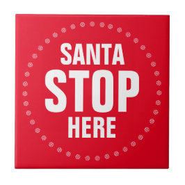 サンタストップHere赤と白かわいいおもしろい タイル