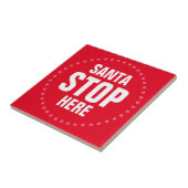 サンタストップHere赤と白かわいいおもしろい タイル (側面)