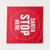 サンタストップHere赤と白かわいいおもしろい タペストリー (正面(横))