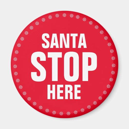サンタストップHere赤と白かわいいおもしろい マグネット (正面)