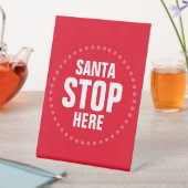 サンタストップHere赤と白かわいいおもしろい 台座サイン (インサイチュ)