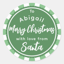 サンタストライプのギフトステッカーからの緑 ラウンドシール