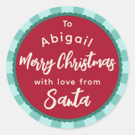 サンタストライプのギフトステッカーからの赤 ラウンドシール