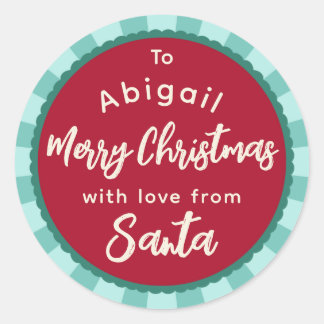 サンタストライプのギフトステッカーからの赤 ラウンドシール