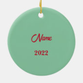 サンタストライプのハットをかぶったグレーの白猫 セラミックオーナメント (裏面)