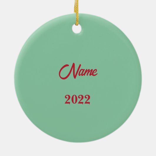 サンタストライプのハットをかぶったグレーの白猫 セラミックオーナメント (裏面)