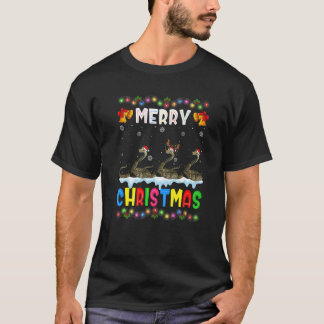 サンタスネークアニマルズメリークリスマスパジャマ Tシャツ